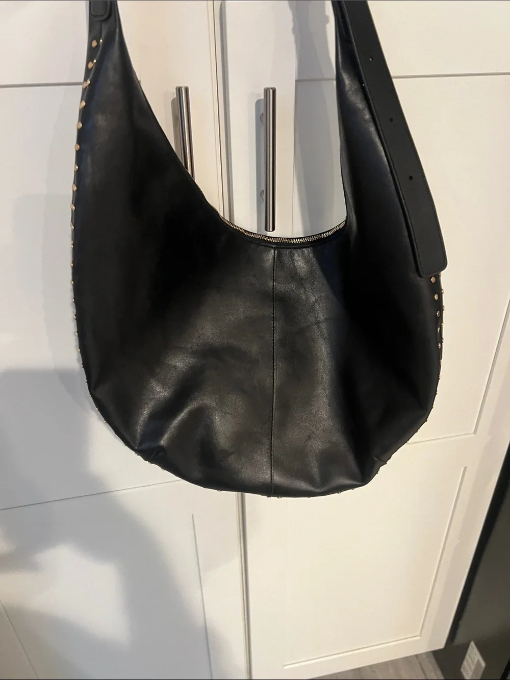 Madewell Black Leather Crescent Hobo Bag